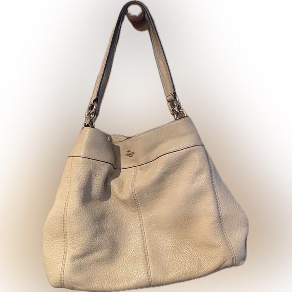 Coach double strap tan bag no A1757-F57545 3 compartment *Please note ink marks - Picture 2 of 14